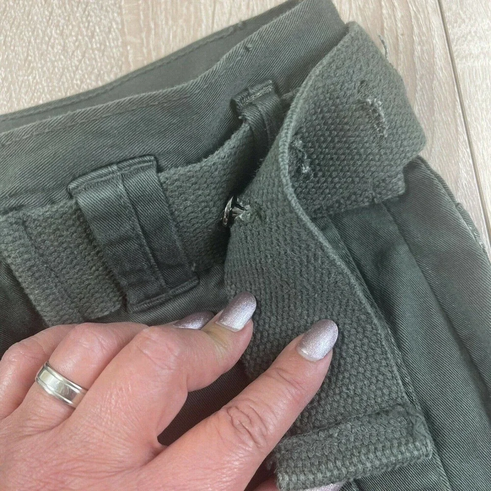 ANIMALE Brazil Womens High Rise Military Style Pants Size 38/6 Green Leg Buckles - Picture 10 of 12